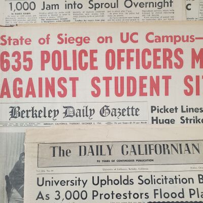 Newspapers and clippings relating to People's Park Protests and the Free Speech Movement