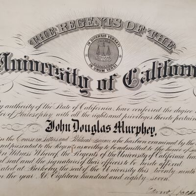 John Douglas Murphey diploma, 1887