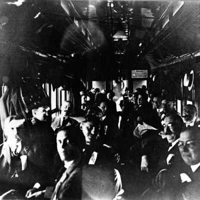 Interior of Southern Pacific local train.