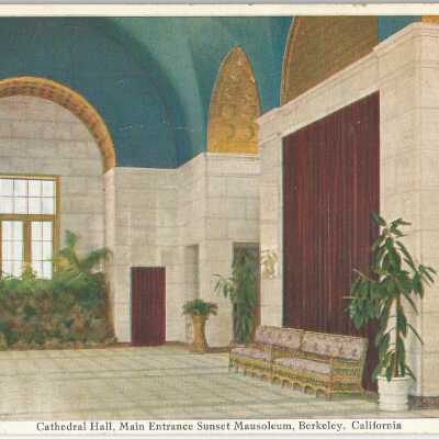 Cathedral Hall, Main Entrance Sunset Mausoleum, Berkeley, CAlifornia