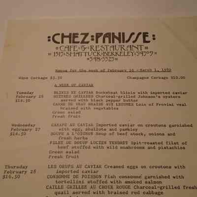 Chez Panisse Menu