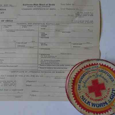 Certificate of Birth, gut twine