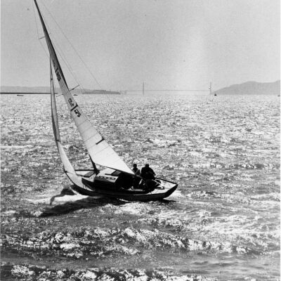 Sailboat beating to windward