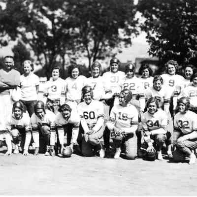 BHS girls' football team and their coach