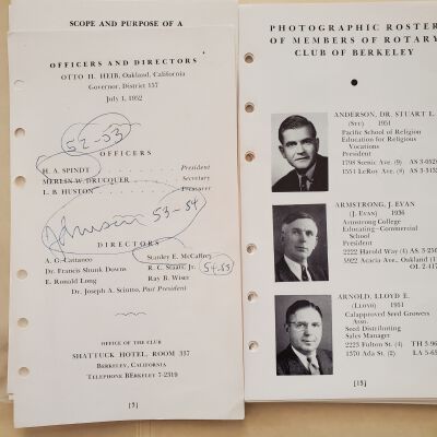 Roster of members of Rotary Club of Berkeley