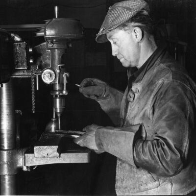 World War II drill press operation