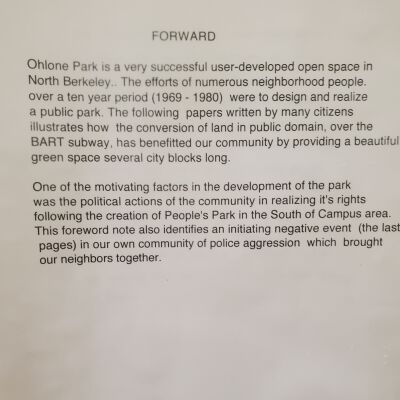Materials relating to the creation of Ohlone Park