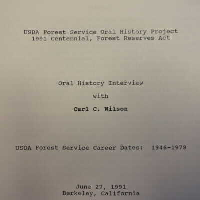 Oral history interview with Carl C. Wilson.