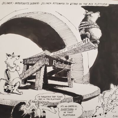 Stan Washburn cartoons relating to Berkeley Citizens Action