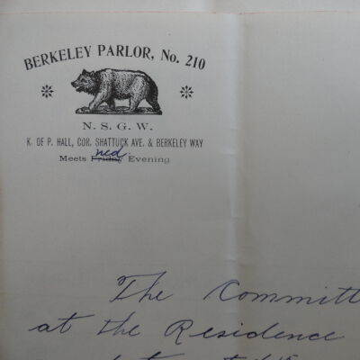 Native Sons of the Golden West. Berkeley Parlor, no. 210. Records.