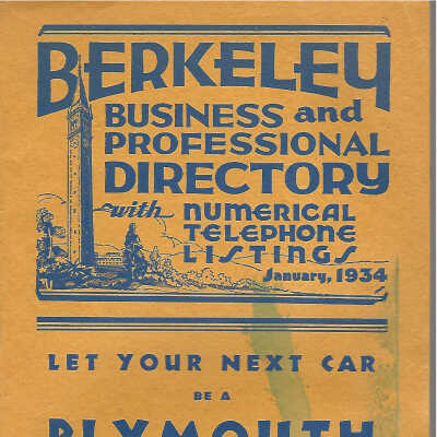 Berkeley business and professional directory with numerical telephone listings