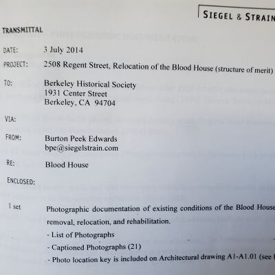 Blood house, Berkeley, Calif. move and rehabilitation