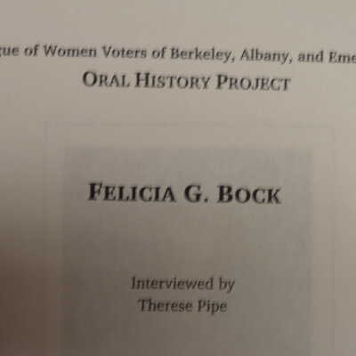 Interview with Felicia G. Bock