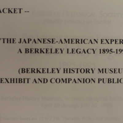 JAPANESE--AMERICAN EXPERIENCE; A BERKELEY LEGACY, 1895-1995