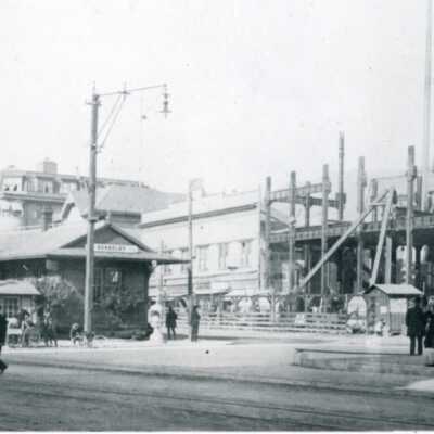 Railroad Stations and Bank Under Construction