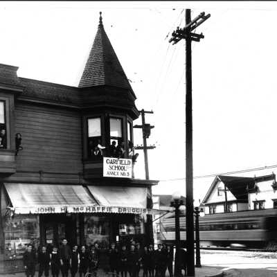Garfield School Annex No. 5 and McHaffie's drug store