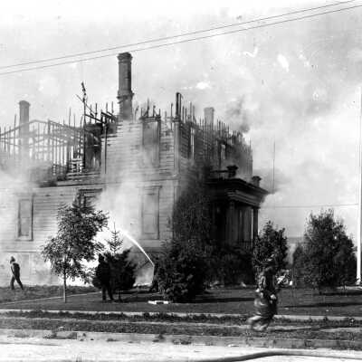City Hall #1, on fire
