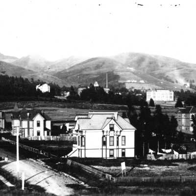 Downtown , university buildings in distance