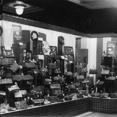 Taylor's Leather Goods Luggage Window Display