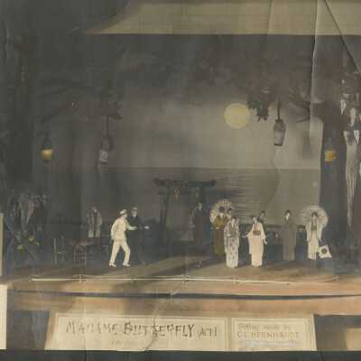 58: Model of setting made by Bernhardt for Madame Butterfly, Act I. 