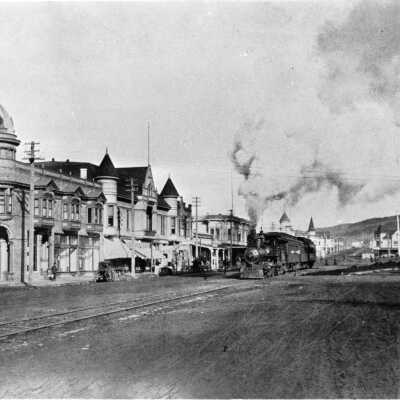 Shattuck & Center, looking north, steam train
