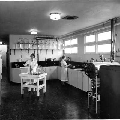 Lab scene, two women technicians