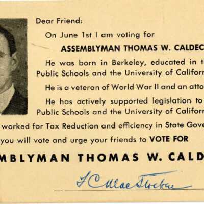 Vote for Assemblyman Thomas W. Caldecott