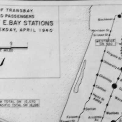Number of Transbay Eastbound Passngers Debarking at EBay Stations during one weekday, April 1940.
