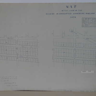 Map of the lands of the Regent St. Homestead Association, Oakland, 1870.