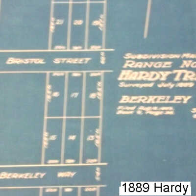 Subdivision map of range no. 11, Hardy Tract, surveyed July 1889, M. J. King, town engineer.