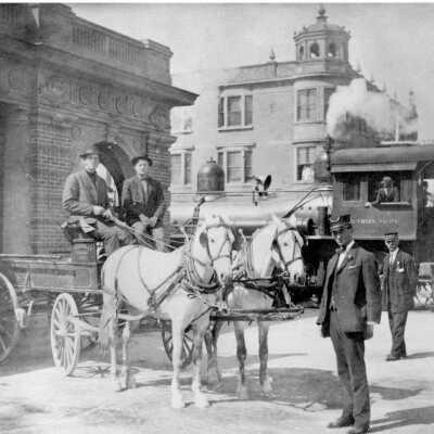 Shattuck, Steam Train, horse drawn wagon