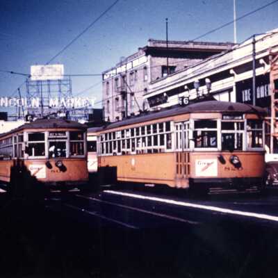 East side of Shattuck Square at University, with streetcars