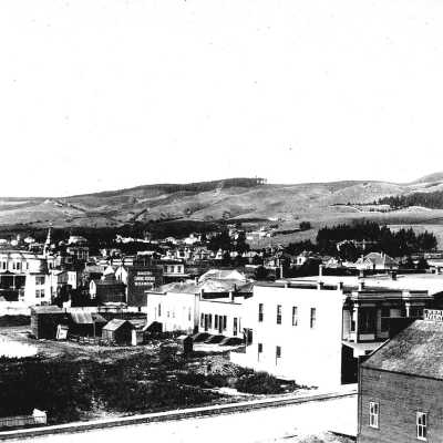 View northeast to hills from Center Street.