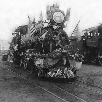 Train, decorated for Pres. McKinley