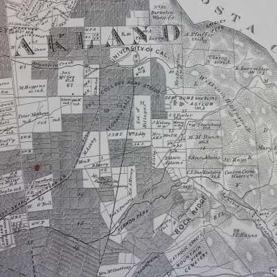 Map of Berkeley, 1878, copied from Map Number 1, Thompson & West, Historical Atlas of Alameda County, 1878.