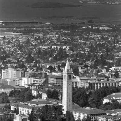 University of California aerial to northwest, Sather Tower