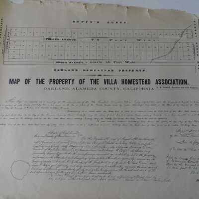 Property of the Villa Homestead Association, Oakland, Alameda County, California. P.W. Hamel, surveyor and civil engineer.