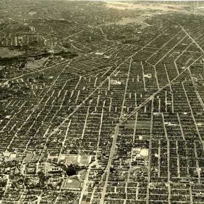 Aerial photograph, from Berkeley to Oakland