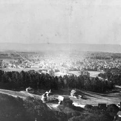 Panorama to southwest of University of California and Berkeley