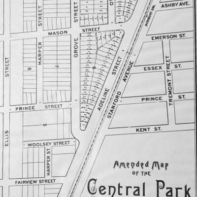Amended Map of the Central Park, Alcatraz and Newbury stations, Oakland Township.