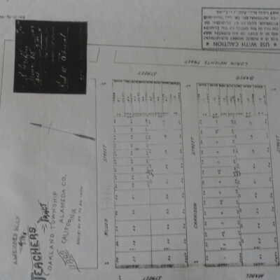 Amended map of the Teachers Tract. Oakland township, Alameda Co., California