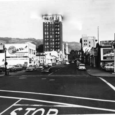 View east from Center and Milvia Streets