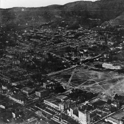 Aerial view of 1923 fire area