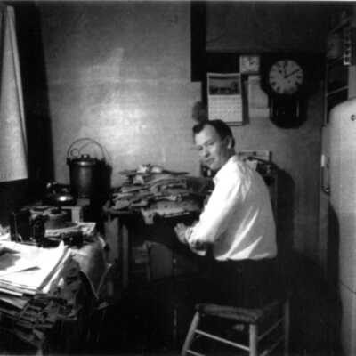 Campbell Coe in kitchen, 2419 Haste