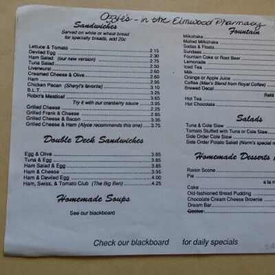 menu #2 1970's
