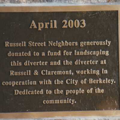 Traffic diverter at Russell and Claremont