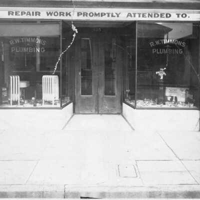 Exterior of R W Timmons plumbing shop