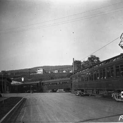SP Interurban Key trains at Northbrae Tunnel, Sutter Street