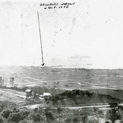 View southwest from hills, Berkeley wharf in distance.