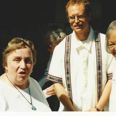 2011.060.113b: Opening of Treasures of the Pacific Rim, 10/4/1997.  With Tim Buell and Vangie Buell.